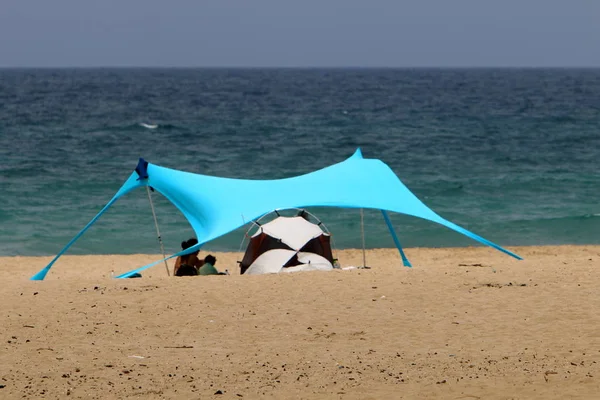 Camping Tent Aan Oevers Van Middellandse Zee Het Noorden Van — Stockfoto