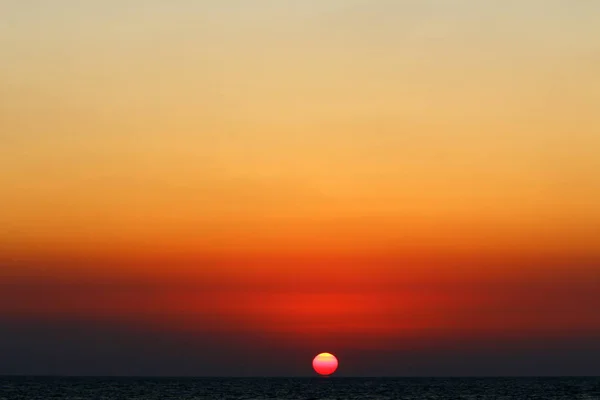 Soleil Couche Sur Horizon Dans Mer Méditerranée Dans Nord Israël — Photo