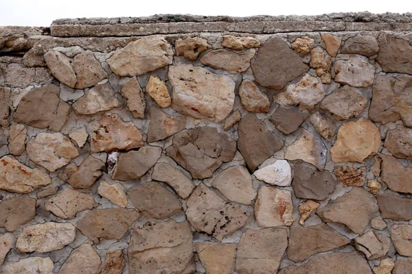 Alto Muro Pietra Cemento Costruito Nel Nord Israele — Foto Stock