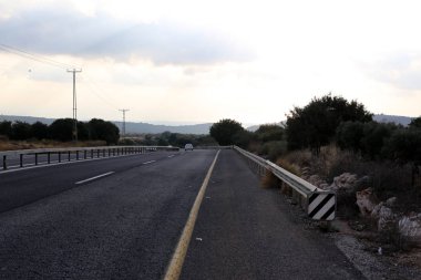 İsrail'in kuzeyinde dağlarda orman yolu 