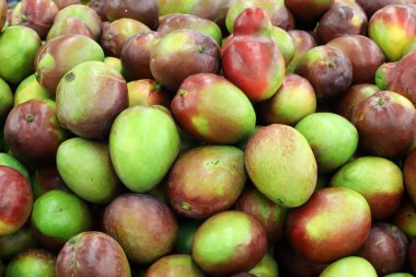 İsrail 'in kuzeyindeki Acre şehrindeki bir pazarda meyve ve sebze satılıyor. 