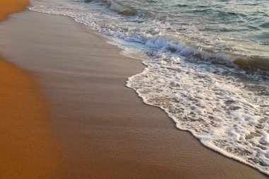 İsrail'in kuzeyinde Akdeniz'in kumlu kıyıları 