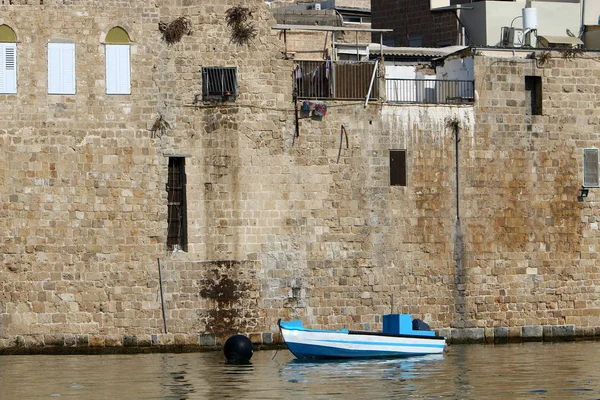 Antiga Fortaleza Cruzada Cidade Acre Margens Mar Mediterrâneo Norte Israel — Fotografia de Stock