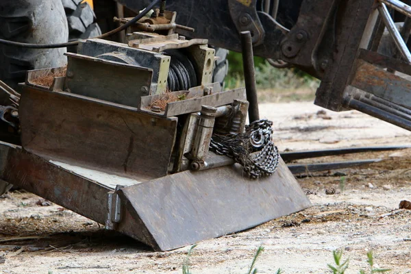 Une Grande Excavatrice Travaille Sur Chantier Construction Israël Sur Côte — Photo