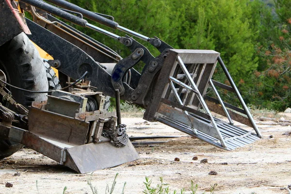 Une Grande Excavatrice Travaille Sur Chantier Construction Israël Sur Côte — Photo