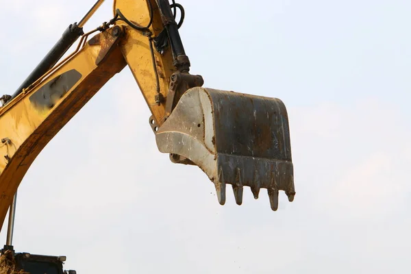Una Gran Excavadora Trabaja Sitio Construcción Israel Costa Mediterránea — Foto de Stock