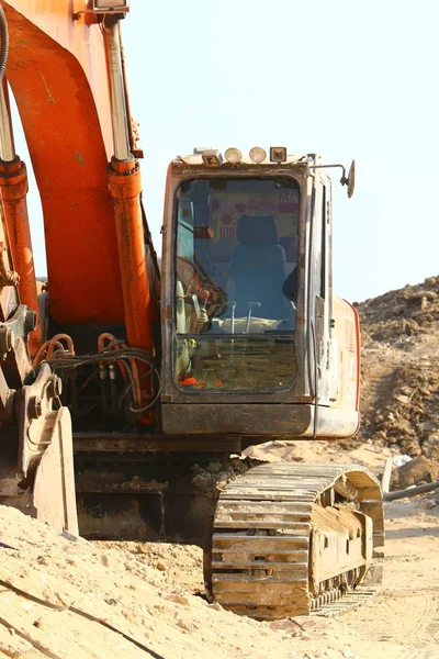 Ein Großer Bagger Arbeitet Auf Einer Baustelle Israel Der Mittelmeerküste — Stockfoto