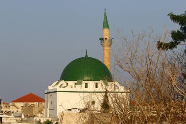 Kuzey İsrail'de Akdeniz kıyısında Acre kentinde antik haçlı kalesi bina ve yapılar  