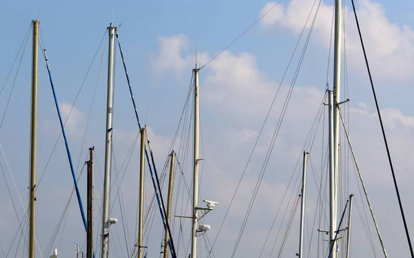 Segelbåtar Hamn Vid Medelhavskusten Den Gamla Staden Acre Norra Israel — Stockfoto