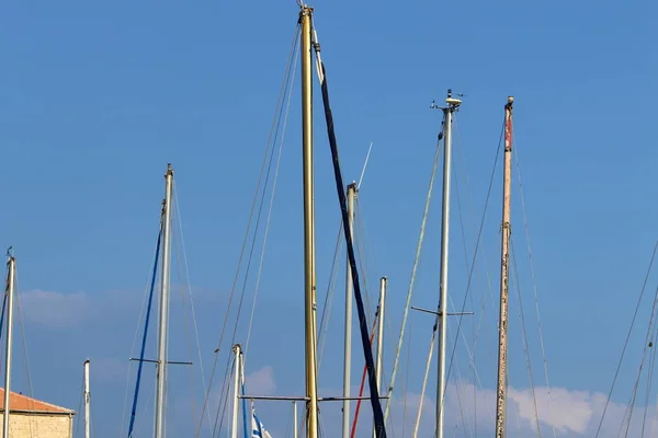 Yacht Vela Porto Sulla Costa Mediterranea Nella Città Vecchia Acri — Foto Stock