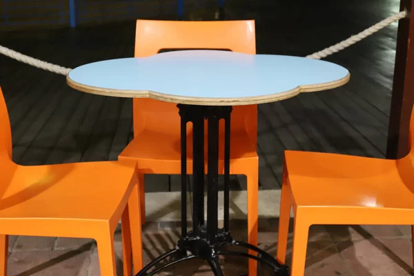 Židle Stůl Pro Relaxační Stání Kavárně Březích Středozemního Moře Severním — Stock fotografie
