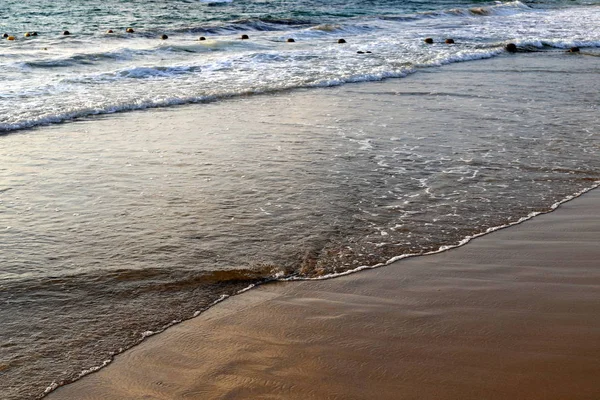 Costa Desierta Del Mar Mediterráneo Norte Del Estado Israel — Foto de Stock