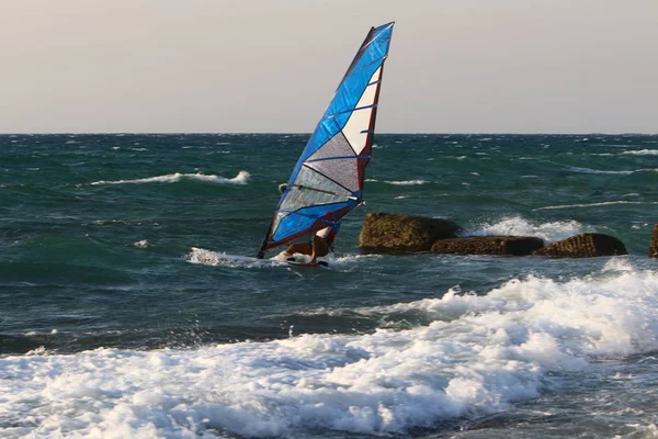 Costa Deserta Del Mar Mediterraneo Nel Nord Dello Stato Israele — Foto Stock