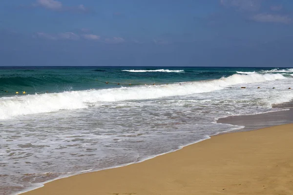 Costa Desierta Del Mar Mediterráneo Norte Del Estado Israel — Foto de Stock