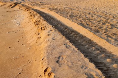 İsrail'in kuzeyinde Akdeniz kıyılarında kum ayak izleri 