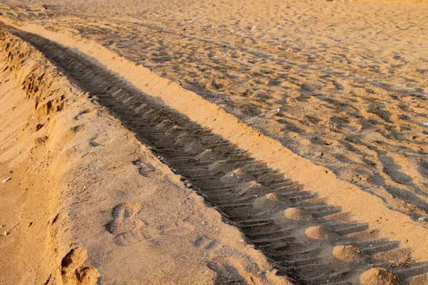 Voetafdrukken Het Zand Aan Oevers Van Middellandse Zee Het Noorden — Stockfoto