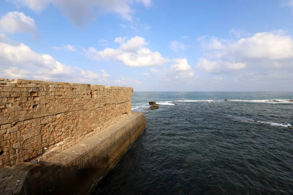 Alto Muro Uma Antiga Pedra Fortaleza Concreto Cidade Acre Norte — Fotografia de Stock