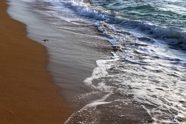 Costa Deserta Del Mar Mediterraneo Nel Nord Dello Stato Israele — Foto Stock