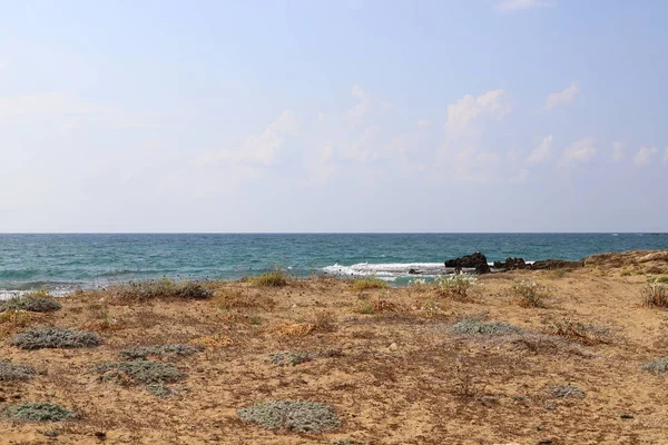 Costa Deserta Del Mar Mediterraneo Nel Nord Dello Stato Israele — Foto Stock