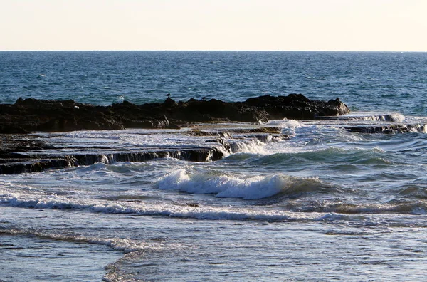 Costa Desierta Del Mar Mediterráneo Norte Del Estado Israel — Foto de Stock