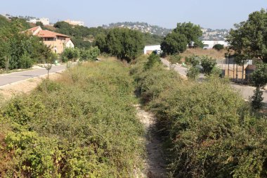 İsrail devletinin kuzeyinde Akdeniz kıyısında küçük bir kasabada manzara 