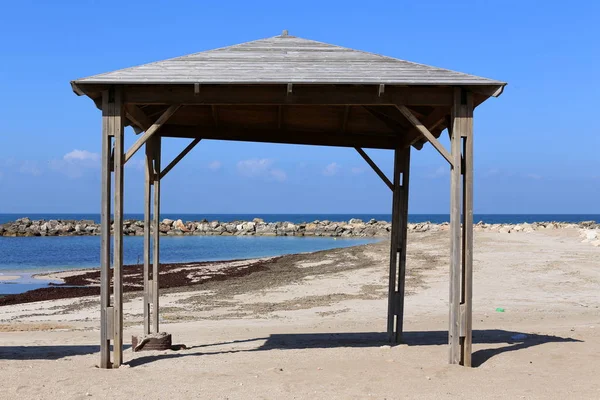 Canopy Protection Hot Sun Shores Mediterranean Sea North Israel — Stock Photo, Image