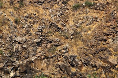 İsrail devletinin kuzeyindeki dağların ve kayaların dokusu 