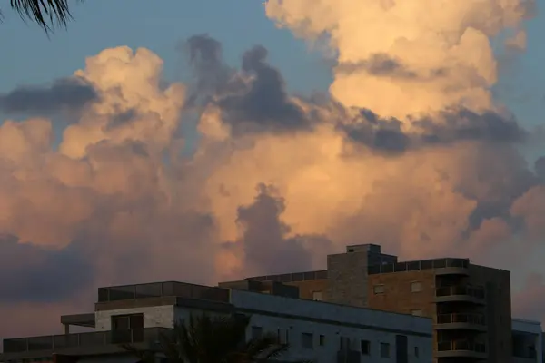 Nuvens Céu Sobre Mar Mediterrâneo Norte Israel — Fotografia de Stock