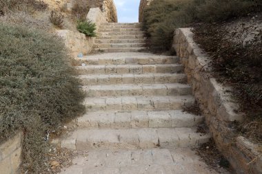 İsrail devletinin kuzeyindeki bir şehir parkında bir merdiven bulunmaktadır. 