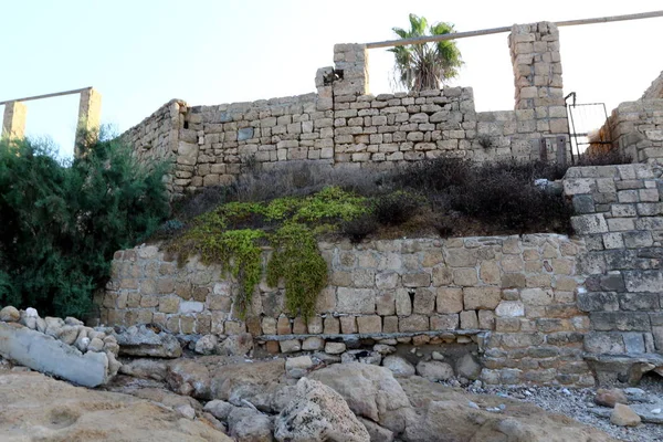 Ahziv Park Ruins Ancient Port Crusader Era Shores Mediterranean Sea — Stock Photo, Image
