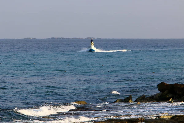 Costa Deserta Mar Mediterrâneo Norte Estado Israel — Fotografia de Stock