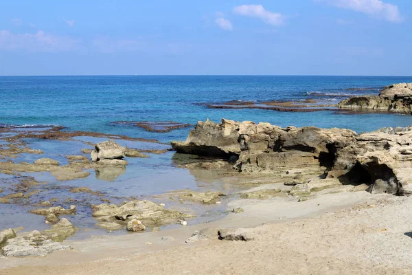 Die Menschenleere Küste Des Mittelmeeres Norden Des Staates Israel — Stockfoto