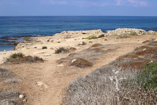 Costa Desierta Del Mar Mediterráneo Norte Del Estado Israel — Foto de Stock