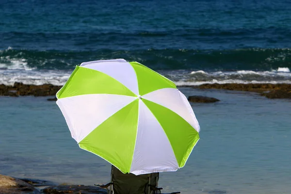 Paraguas Parque Orillas Del Mar Mediterráneo Norte Israel — Foto de Stock