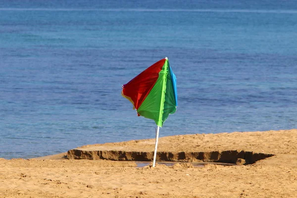 Paraguas Parque Orillas Del Mar Mediterráneo Norte Israel — Foto de Stock