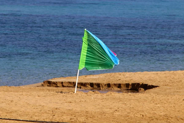 Guarda Chuva Parque Nas Margens Mar Mediterrâneo Norte Israel — Fotografia de Stock