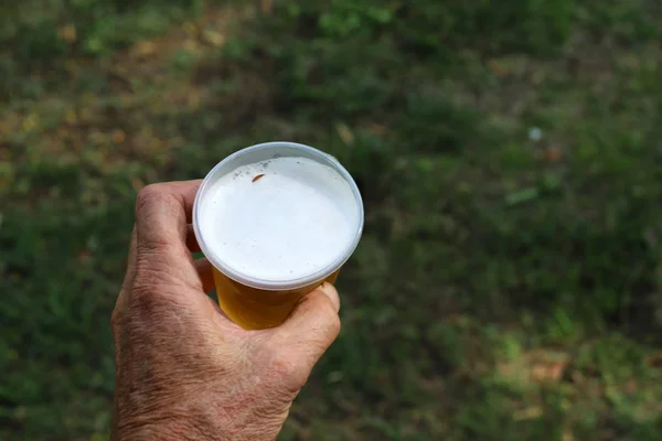 Cold Fresh Beer Glass Restaurant Israel — Stock Photo, Image