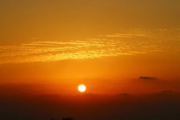 Sol Põe Sobre Horizonte Mar Mediterrâneo Norte Israel Dia Termina — Fotografia de Stock