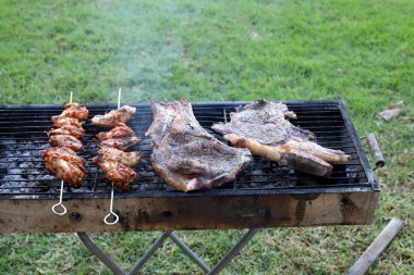 Ürünler İsrail 'de piknikte mangalda kızartılıyor. 