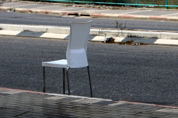 Lounge Szék Egy Városi Parkban Földközi Tenger Partján Észak Izraelben — Stock Fotó