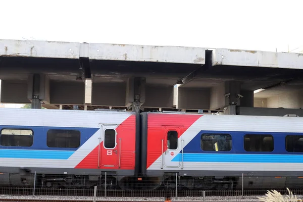 Binario Carri Ferroviari Alla Stazione Ferroviaria Haifa Israele — Foto Stock