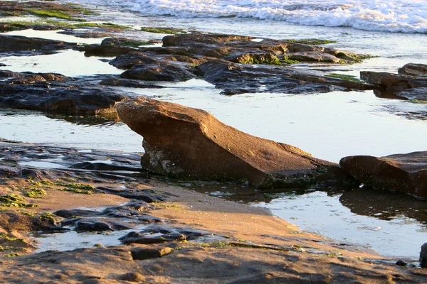 Mediterranean Coast North State Israel People Visible All Self Isolation — Stock Photo, Image