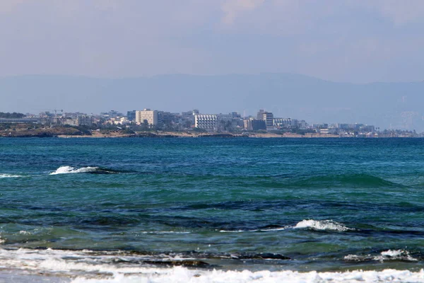 Costa Mediterrânica Norte Estado Israel Pessoas Não São Visíveis Tudo — Fotografia de Stock