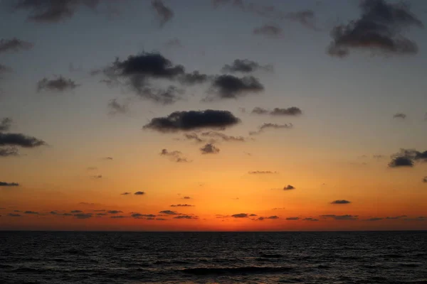 Fiery Red Sky Lighting Horizon Sunset Sun Sets Horizon Mediterranean — Stock Photo, Image