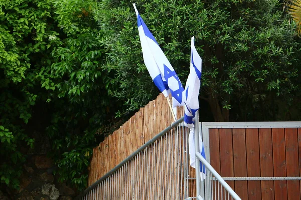 Bandiera Bianco Blu Dello Stato Israele Con Una Stella Davide — Foto Stock