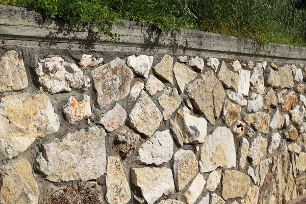 Muro Alto Pietra Cemento Struttura Della Parete Pietra — Foto Stock