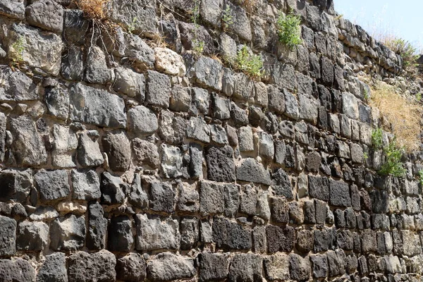 Taş Betondan Yapılmış Yüksek Duvar Taş Duvar Dokusu — Stok fotoğraf