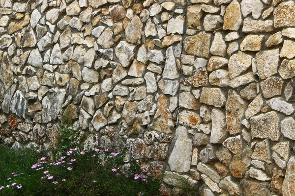 Parede Alta Feita Pedra Concreto Textura Parede Pedra — Fotografia de Stock
