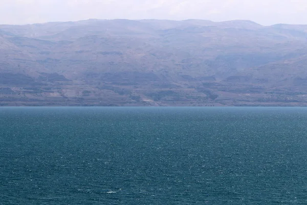 Zicht Dode Zee Kust Israël Aan Andere Kant Van Berg — Stockfoto