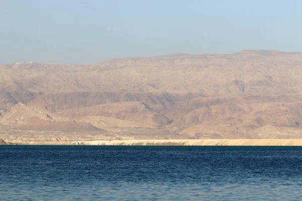 Vista Costa Mar Morto Israel Lado Oposto Montanha Jordânia — Fotografia de Stock